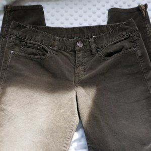 J. Crew Toothpick Ankle Pants Womens Mocha Brown Corduroy Zipper Sz 27